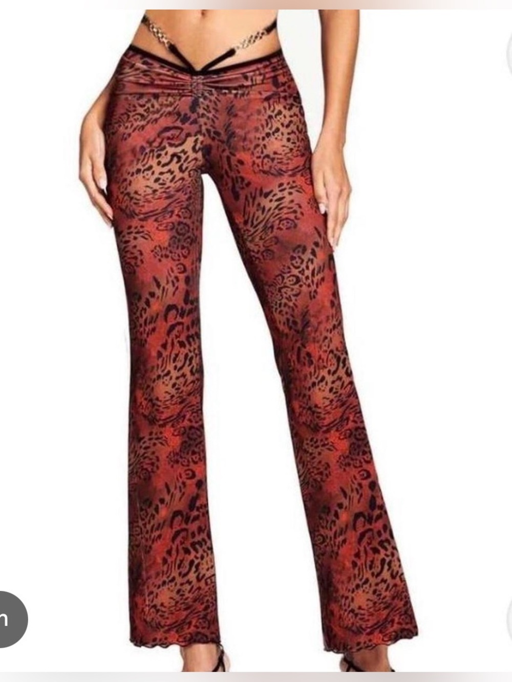 I AM GIA Red Leopard Mesh Pants